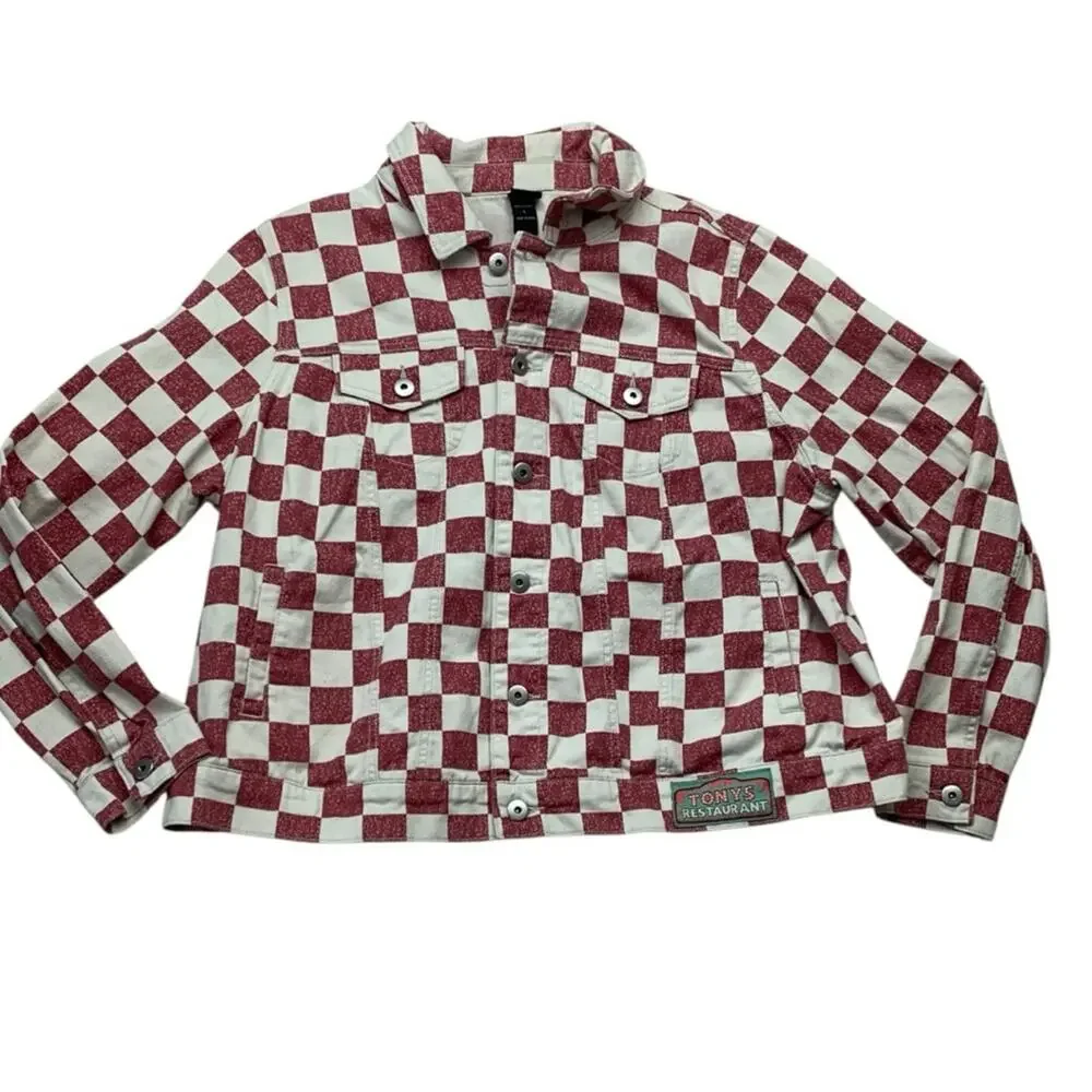 Disney x box lunch 1 1x Lady and the Tramp denim jacket Red Cream Plaid Tony's